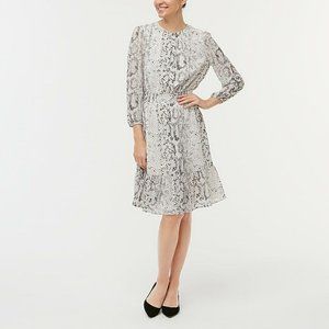 J. Crew Women's Animal Reptile print smocked-waist dress AK925 Grey/White $98